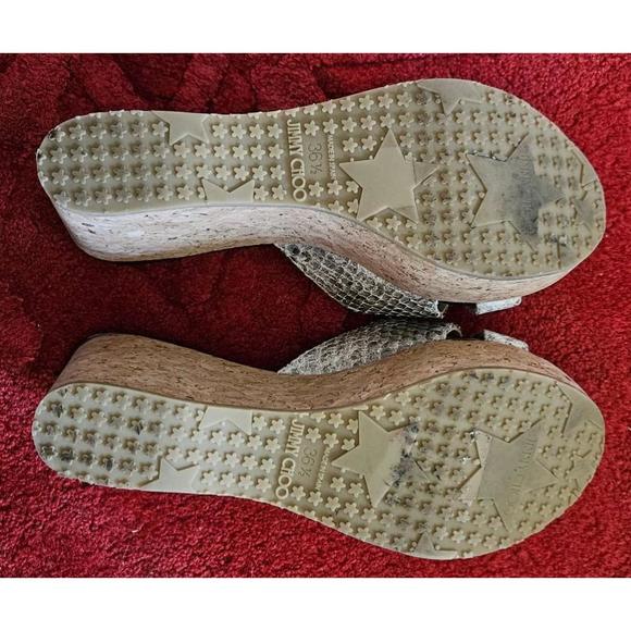 Women's Jimmy Choo Black and White Snakeskin Wedges Size 36 - Picture 4 of 6